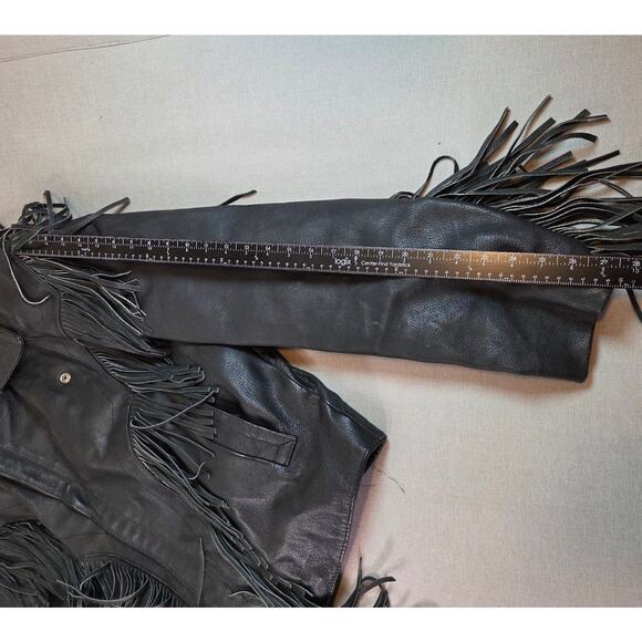 Vintage 90s Street Legal Bermans Leather Fringe Jacket Men’s Sz 44 L - Picture 14 of 15